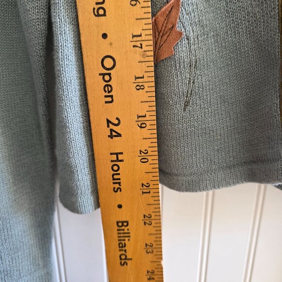 Northern Isles M Linen Cardigan Single Button Leaf Embroider Cottage Deadstock - Picture 8 of 8